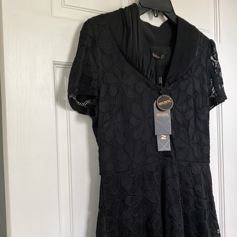 Miusol Black Floral Lace Dress NWT
